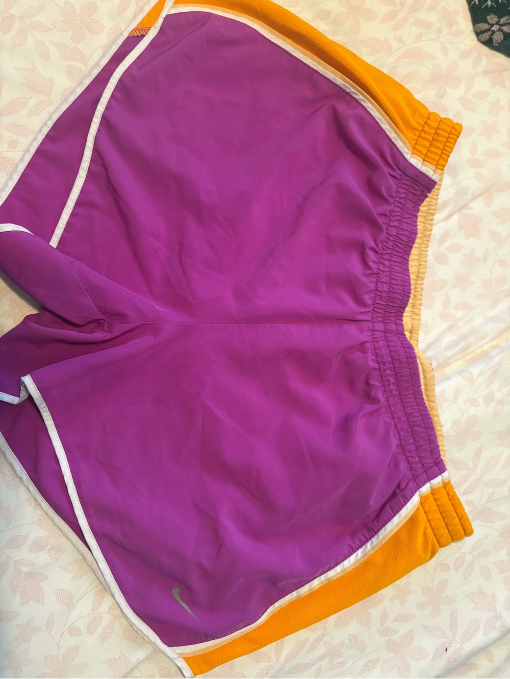 Nike Women's Purple and Gold Trim Athletic Shorts